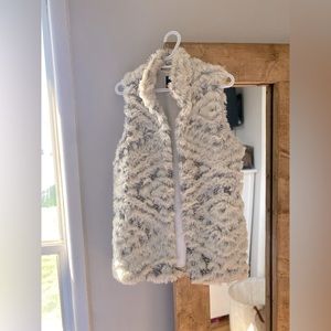 White & Grey faux fur vest! Great condition, gently used